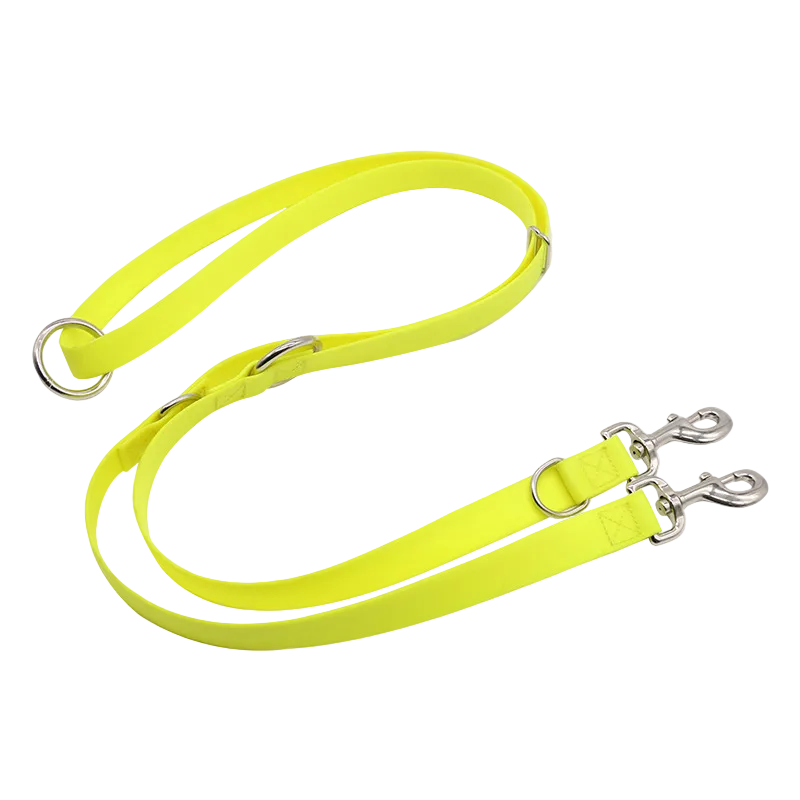 Neon yellow dog leash with metal clips 