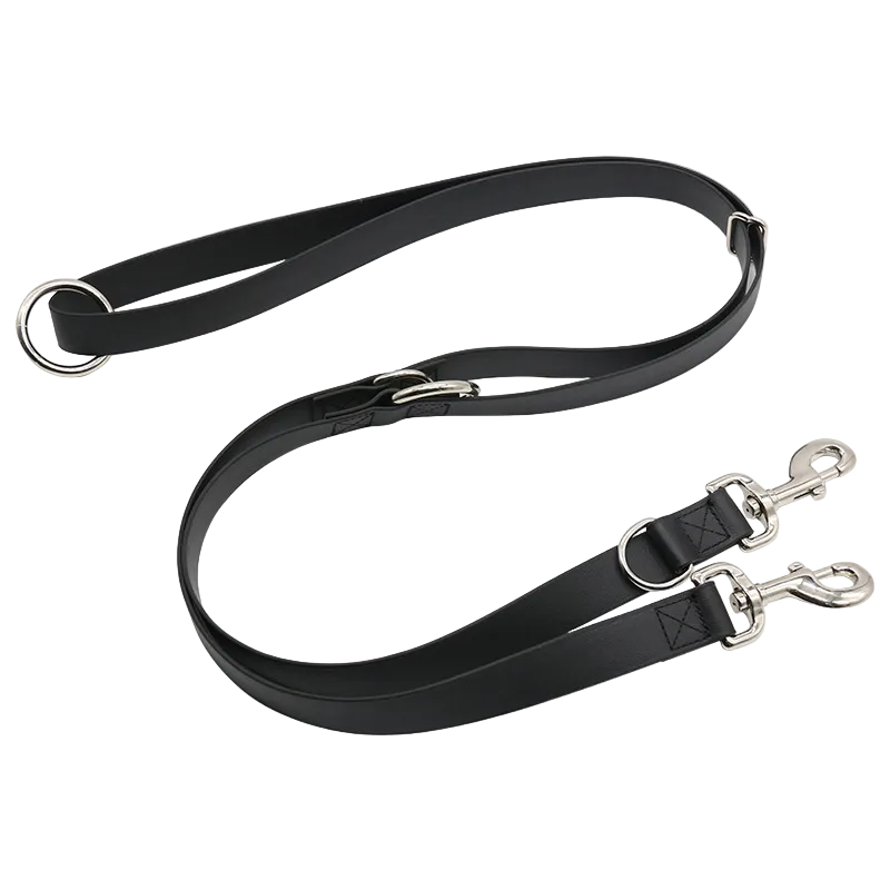 black dog leash with metal clips