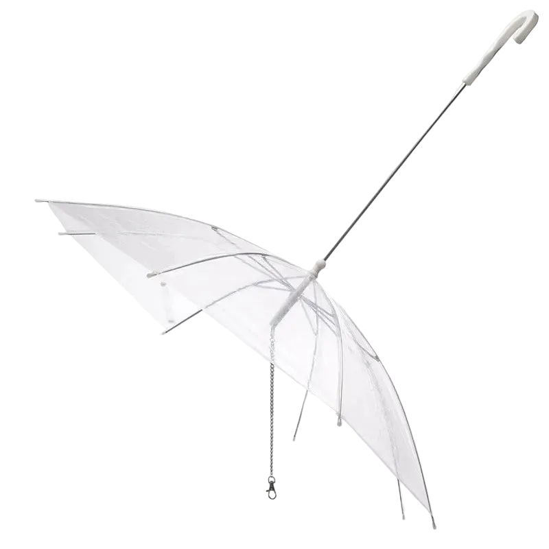 Clear umbrella with leash in a long handle 