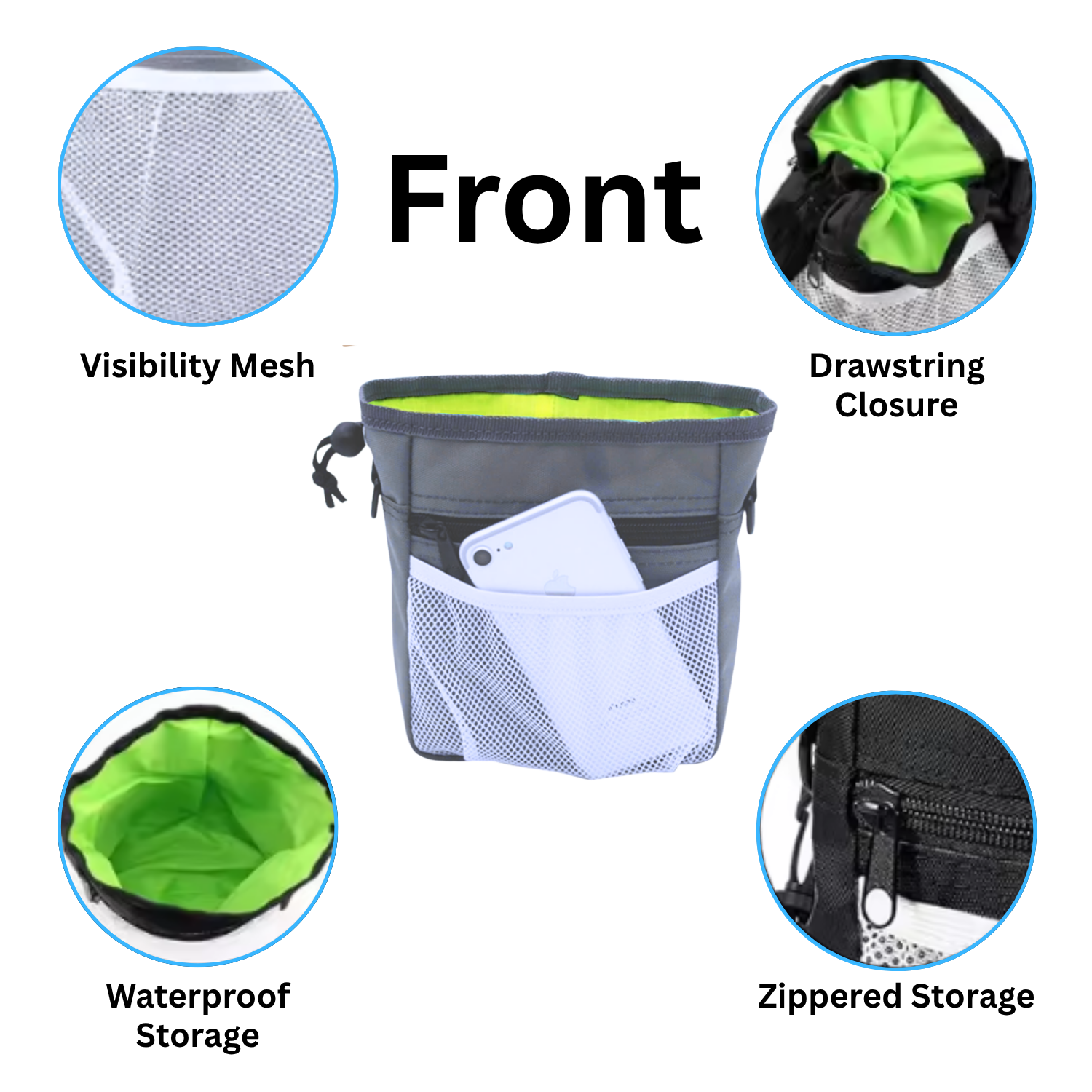 Multifunctional Durable Dog Training Pouch with front features highlighted
