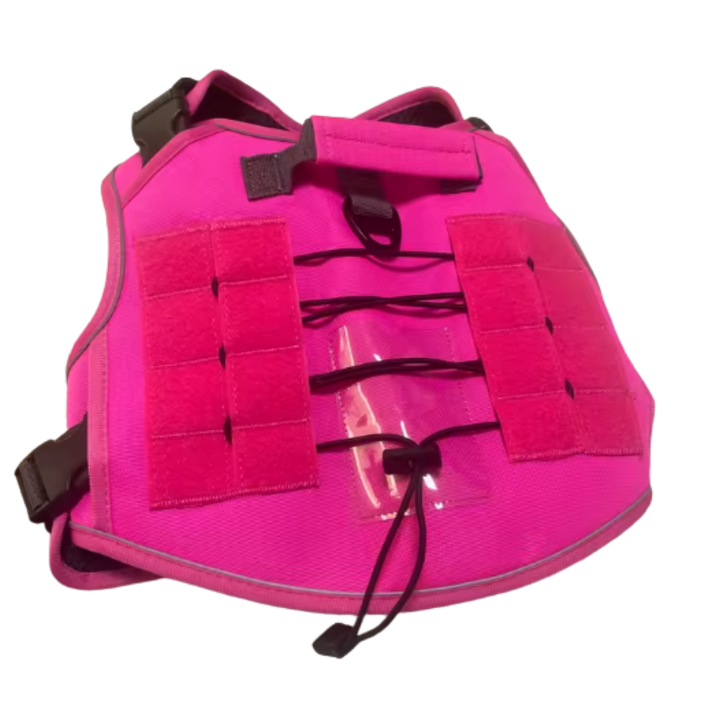 Pink dog harness back side