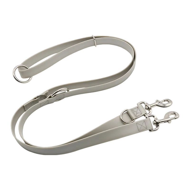 Light gray dog leash with metal clasp